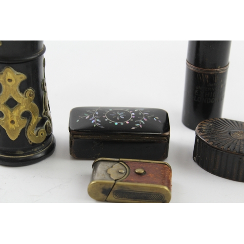 415 - Antique Tobacciana Collectables Inc Snuff Box, Cheroot Souvenir Etc