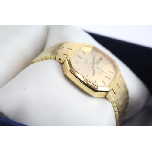 456 - Vintage Rotary Gold Tone Day/Date Watch Automatic WATCH RUNS