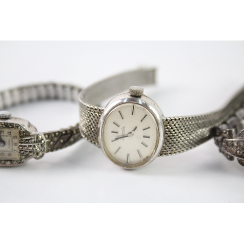 464 - Women's Vintage Mixed Purity Silver Watches Hand-Wind WATCH RUNS