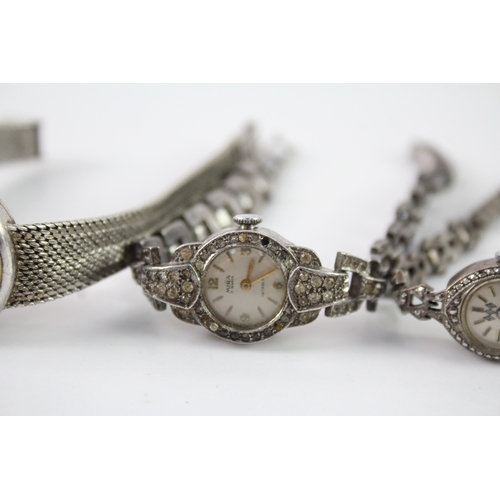 464 - Women's Vintage Mixed Purity Silver Watches Hand-Wind WATCH RUNS