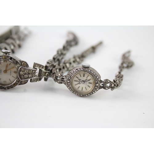 464 - Women's Vintage Mixed Purity Silver Watches Hand-Wind WATCH RUNS