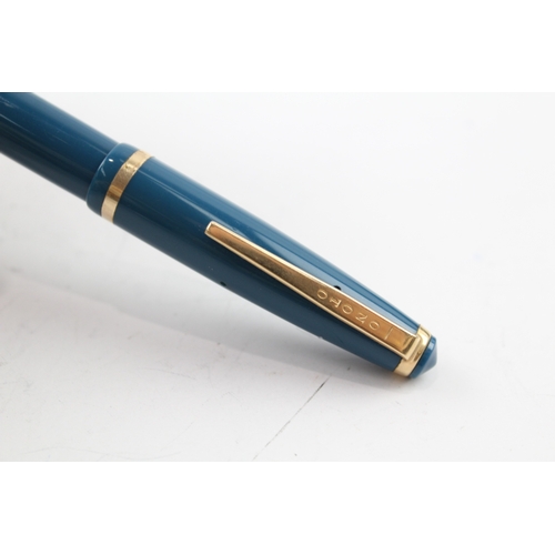 484 - Vintage Onoto Teal Cased Fountain Pen w/ 14ct Gold Nib WRITING