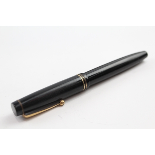 489 - Vintage Parker Victory Black Fountain Pen w/ 14ct Gold Nib WRITING