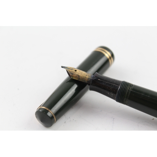 490 - Vintage Parker Victory Green Fountain Pen w/ 14ct Gold Nib WRITING Boxed