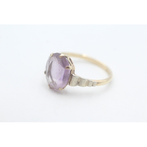 54 - 9ct gold amethyst set cocktail ring (2.5g) Size Q 1/2