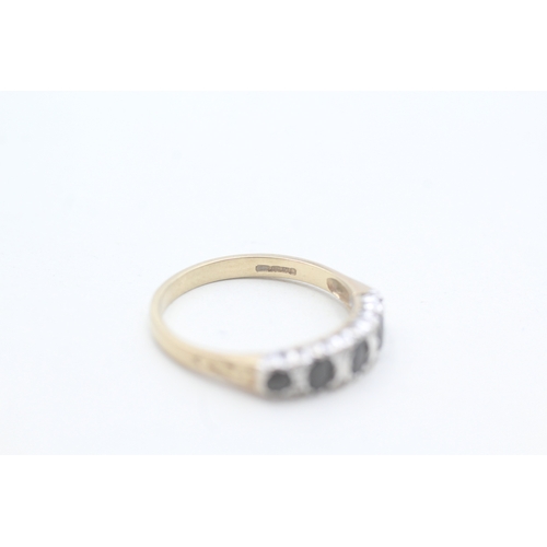 60 - 9ct gold sapphire and diamond set half hoop eternity ring (2.1g) Size P