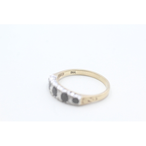 60 - 9ct gold sapphire and diamond set half hoop eternity ring (2.1g) Size P