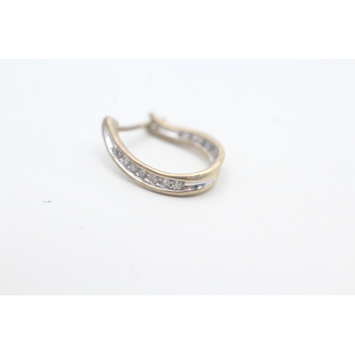 66 - 9ct gold diamond set hoop earrings (2.2g)