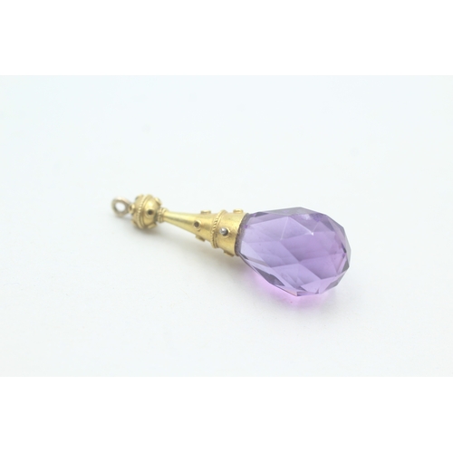 74 - 18ct gold antique faceted amethyst pendant (3g)