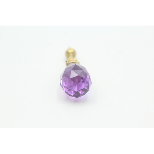 74 - 18ct gold antique faceted amethyst pendant (3g)