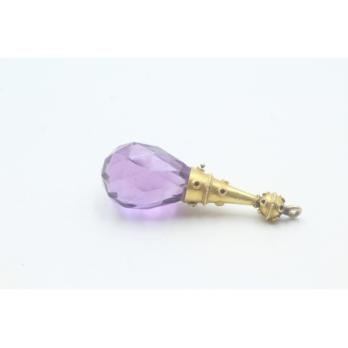 74 - 18ct gold antique faceted amethyst pendant (3g)