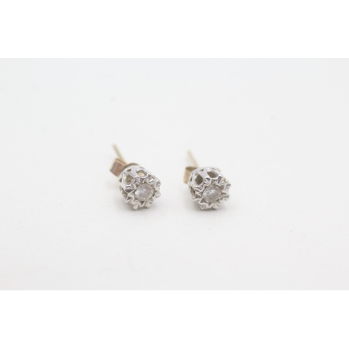 99 - 9ct white gold diamond stud earrings (0.8g)