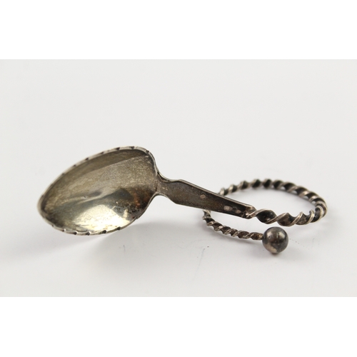 348 - Antique  / Vintage Stamped .830 Silver Marius Hammer Leaf Form Spoon (12g)