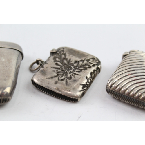 356 - 3 x Antique / Vintage .925 Sterling Silver Vesta / Match Cases Inc Victorian 72g