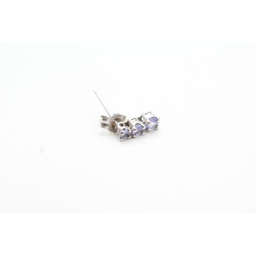 106 - 9ct gold tanzanite drop earrings (0.6g)