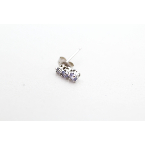 106 - 9ct gold tanzanite drop earrings (0.6g)