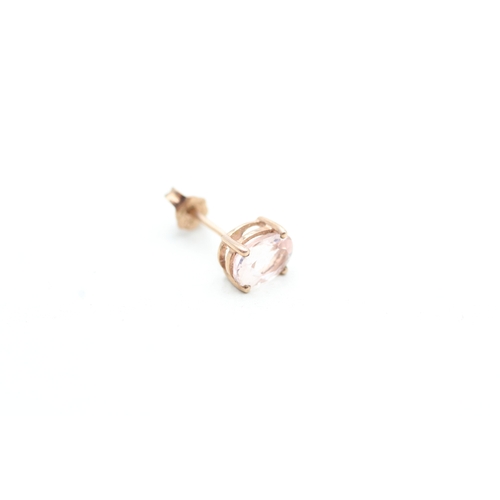 108 - 9ct gold oval cut pink gemstone stud earrings (1.2g)