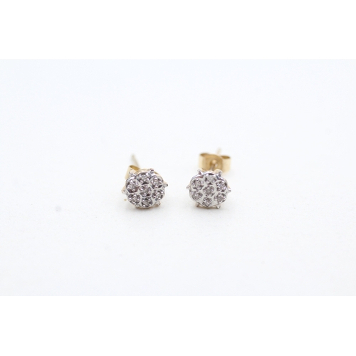 120 - 9ct gold diamond set cluster earrings (0.7g)