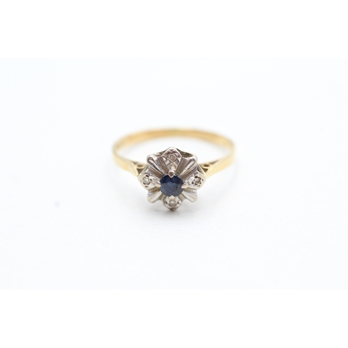 121 - 18ct gold sapphire & diamond cluster ring (1.8g) Size L