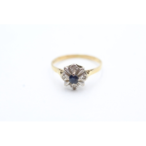 121 - 18ct gold sapphire & diamond cluster ring (1.8g) Size L