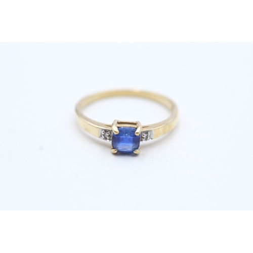 148 - 9ct gold diamond & kyanite ring (1.7g) Size O