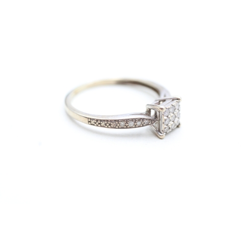 210 - 9ct gold diamond dress ring (2.2g) Size R