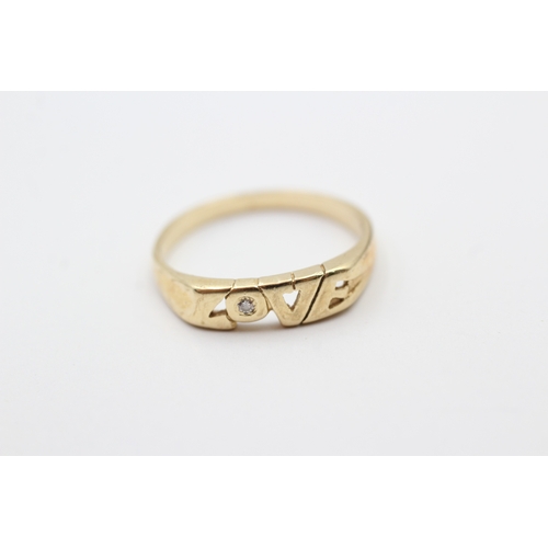 23 - 14ct gold diamond love ring (2g) Size N