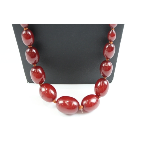 253 - Graduated Cherry Bakelite Necklace & Earrings Set x 2 72g