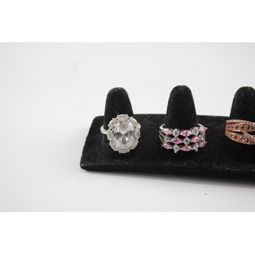 263 - Collection of Sterling Silver CZ Rings inc. Cluster, Cocktail, Halo x 10 42g