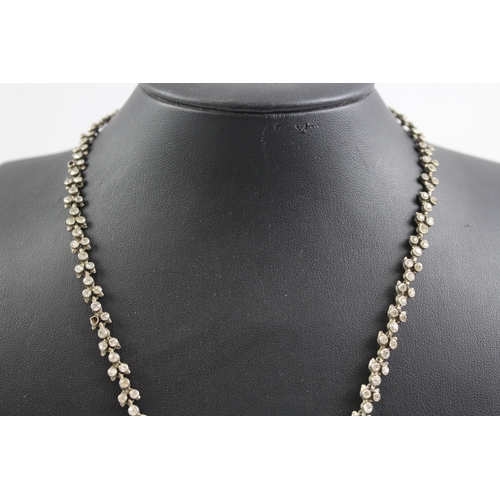 267 - Austro-Hungarian Silver Paste & Simulated Pearl Grape Drop Necklace 37g *as seen