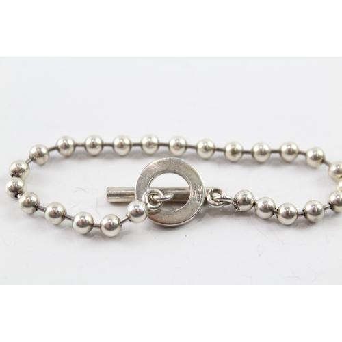 273 - Gucci Sterling Silver Ball Link Bracelet w/ T-Bar 16g