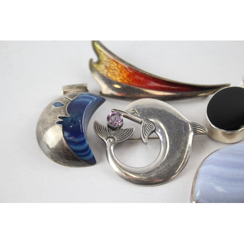 274 - Collection of Sterling Silver Jewellery inc. Enamel, Gemstone x 6 78g