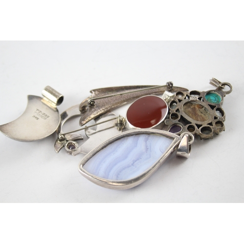 274 - Collection of Sterling Silver Jewellery inc. Enamel, Gemstone x 6 78g