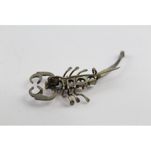 289 - Antique Scorpion Brooch Set w/ Moonstone 3g