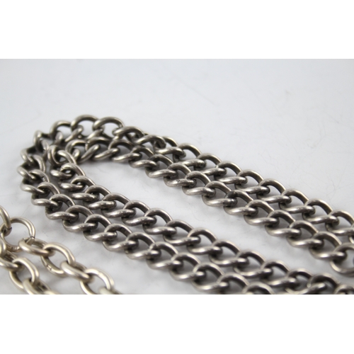 315 - Collection of Sterling Silver Watch Chains inc. Curb Link, Belcher Link x 2 76g