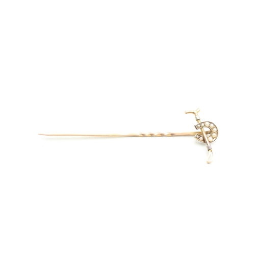 33 - 9ct gold antique seed pearl stick pin (1.1g)