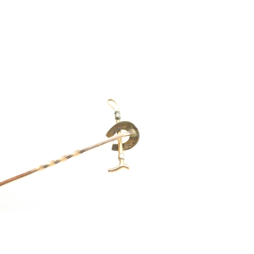 33 - 9ct gold antique seed pearl stick pin (1.1g)