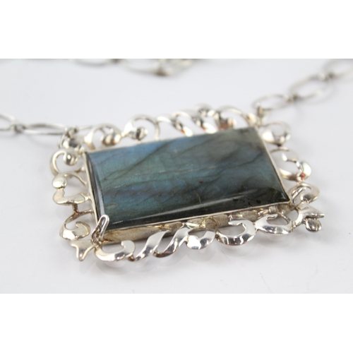 331 - Sterling Silver Labradorite Pendant Necklaces 38g