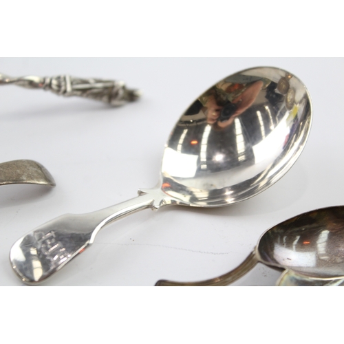 356 - 4 x Antique / Vintage .925 Sterling Silver Spoons Inc Georgian, Caddy 59g