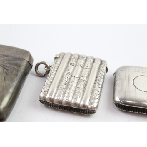 363 - 4 x Antique .925 Sterling Silver Vesta / Match Cases Inc Edwardian 78g