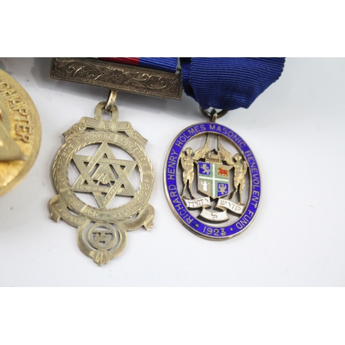 386 - Sterling Silver Masonic Jewels/Medals Inc Littleton Park Chapter Etc 110g x 4