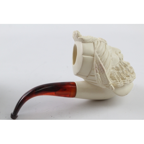 393 - Large Ottoman Sultan Head Meerschaum Smoking Pipe w/ Case