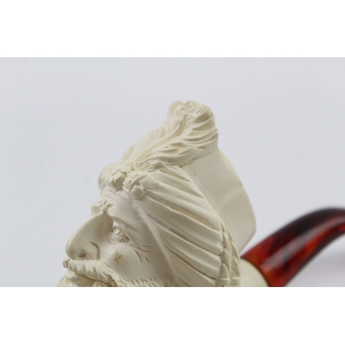 393 - Large Ottoman Sultan Head Meerschaum Smoking Pipe w/ Case