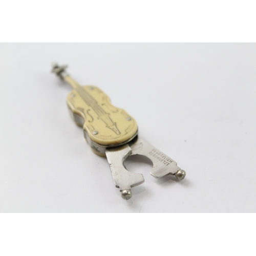 395 - Antique Fob Type Cigar Cutter in Form of Violin Ges Gesch Germany c. 1900