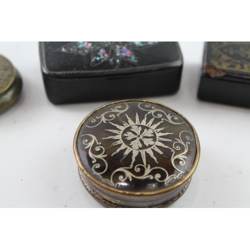 403 - Antique Trinket Boxes Inc Tortoise Shell, Papier Mache, Brass