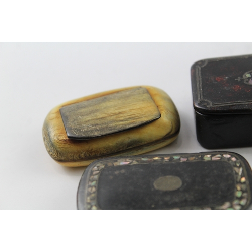 410 - Snuff Boxes Antique Vintage Brass, Horn, Papier Mache Etc