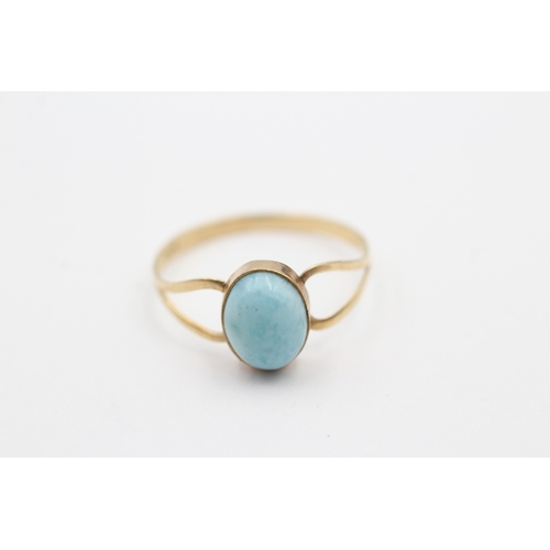 42 - 14ct gold larimar single stone ring (1.2g) Size P