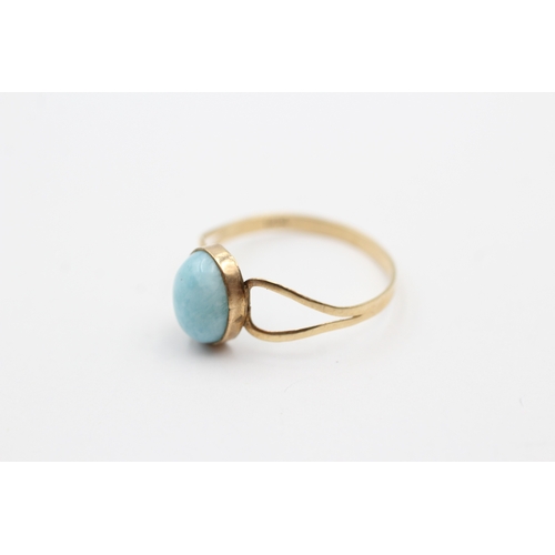 42 - 14ct gold larimar single stone ring (1.2g) Size P