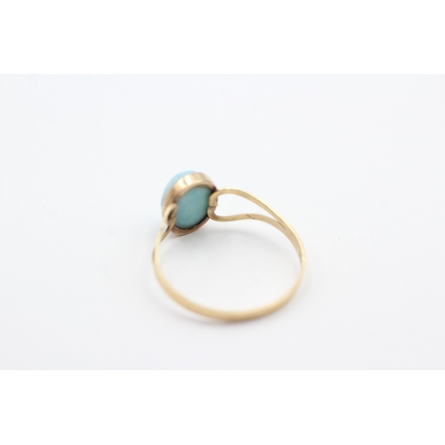 42 - 14ct gold larimar single stone ring (1.2g) Size P