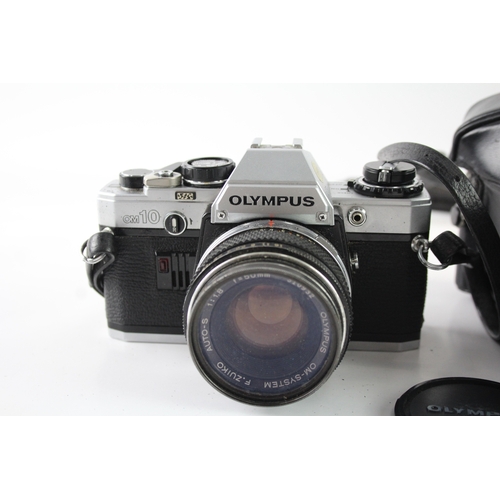 433 - Olympus OM-10 SLR Film Camera w/ 50mm F/1.8 Lens Working w/ Case